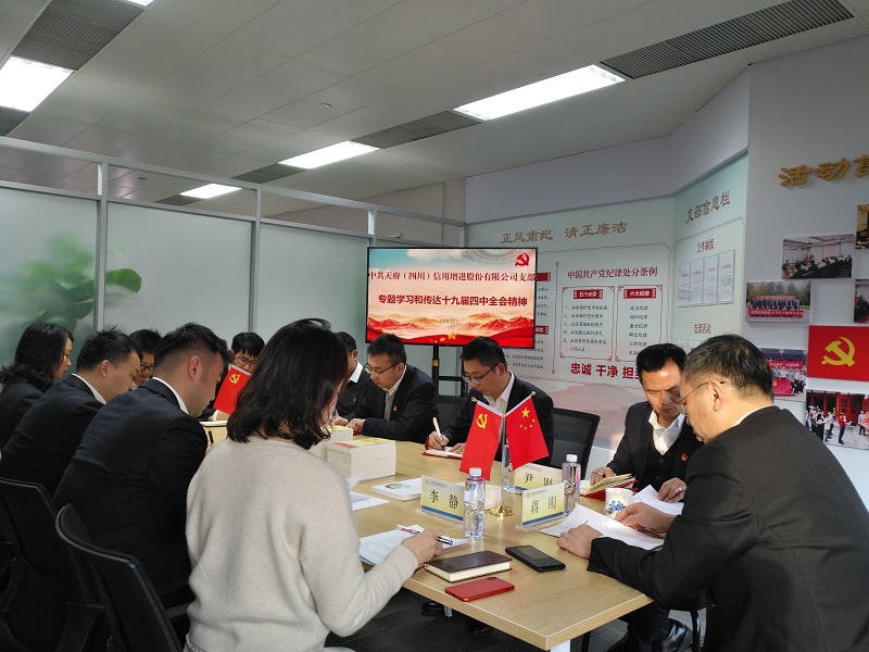 中共天府（四川）信用增进股份有限公司支部专题学习十九届四中全会会议精神