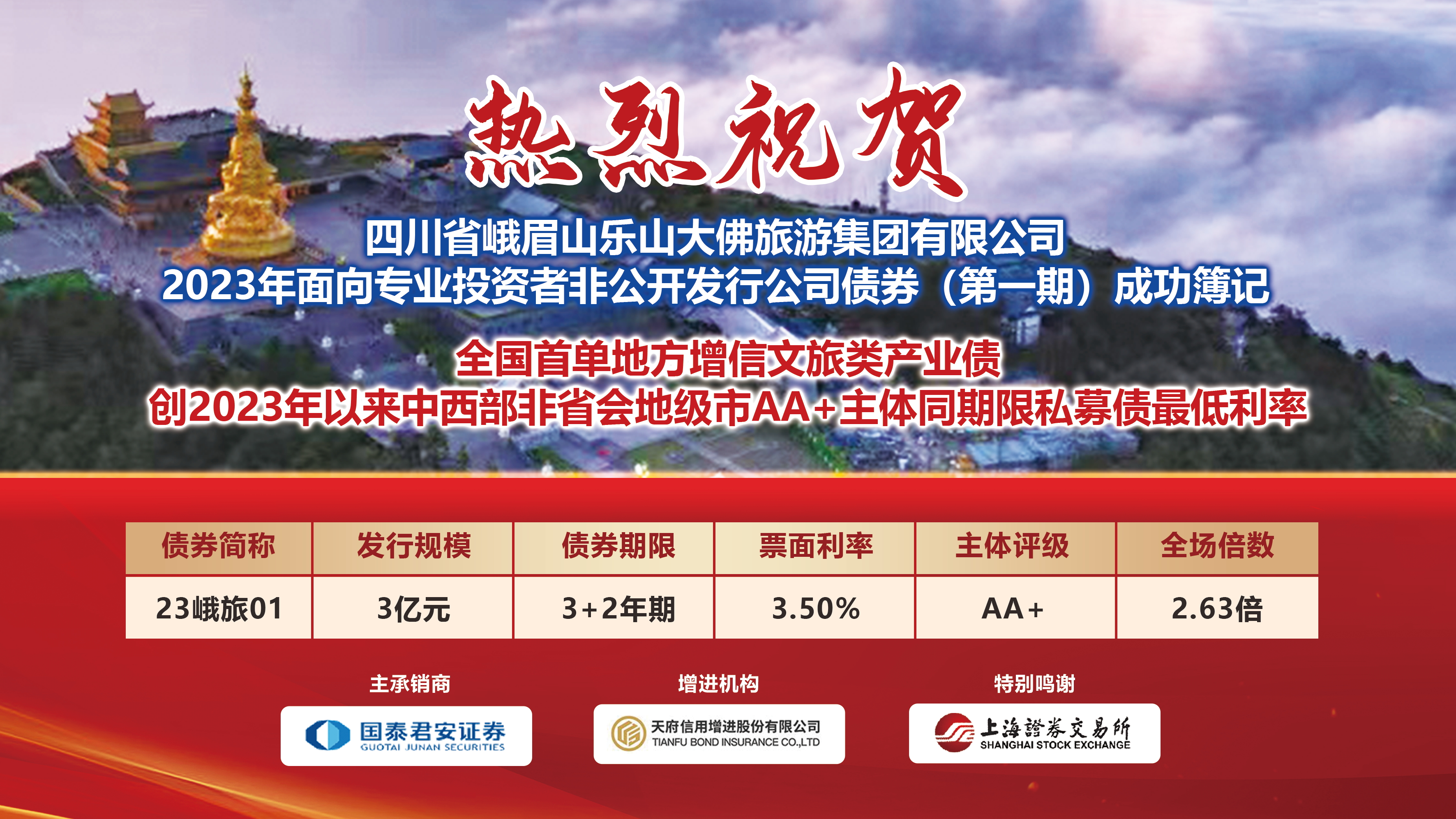 全国首单地方增信文旅类产业债成功发行
