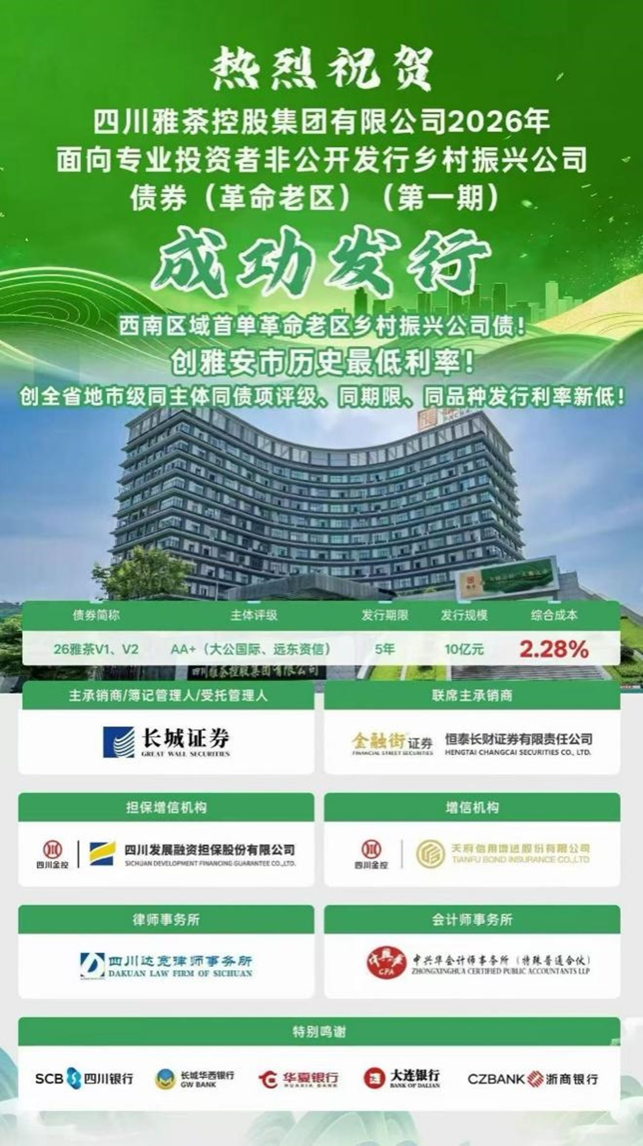 天府增进助力西南区域首单革命老区乡村振兴公司债券成功发行